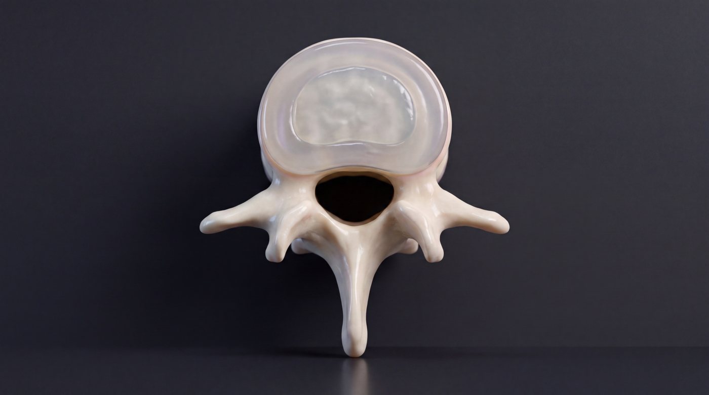 Disc herniation shown on an anatomical model